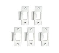 Door Latch Strike Plate, Stainless Steel & Chrome Plated Door Striker Plate Standard Tubular Latch Replacement Fits for Steel Jamb Systems-5 PCS