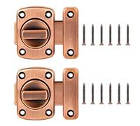 Door Latches Rotating Bolt Latch Zinc Alloy Gate Latches Safety Door Slide Lock with Screws for Bathroom Door Cabinet Door 2 Pieces (Red Bronze)