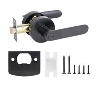 Door Lever - Step Handle, Lock Set Matte Black, Unlocked Inside Button | Keyless Privacy Access, Bedroom, Home, Material