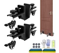 Door Lifter Tool Kit with 2 Heavy Duty Door Installation Jacks, Shim Pads, Spirit Level, Felt Protectors & Gloves - Hands Free Door Hanger for Pre-Hung & Interior Doors - 150kg Max Load