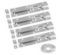 Door Lock, 304 Stainless Steel Bolt Locks, Silver Doorlock Latch Slide Bolts Lock with Screws, Doors Bolt use for Bathroom Gate Shed Garden Toilet (6inch x 4)