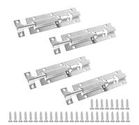 Door Lock, 304 Stainless Steel Bolt Locks, Silver Doorlock Latch Slide Bolts Lock with Screws, Doors Bolt use for Bathroom Gate Shed Garden Toilet (5inch x 4)