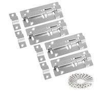 Door Lock, 304 Stainless Steel Bolt Locks, Silver Doorlock Latch Slide Bolts Lock with Screws, Doors Bolt use for Bathroom Gate Shed Garden Toilet (4inch x 4)