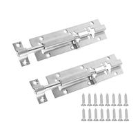 Door Lock, 304 Stainless Steel Bolt Locks, Silver Doorlock Latch Slide Bolts Lock with Screws, Doors Bolt use for Bathroom Gate Shed Garden Toilet (5inch x 2)