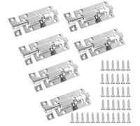 Door Lock, 304 Stainless Steel Bolt Locks, Silver Doorlock Latch Slide Bolts Lock with Screws, Doors Bolt use for Bathroom Gate Shed Garden Toilet (3inch x 6)