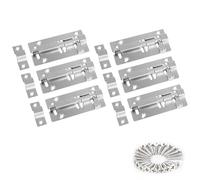 Door Lock, 304 Stainless Steel Bolt Locks, Silver Doorlock Latch Slide Bolts Lock with Screws, Doors Bolt use for Bathroom Gate Shed Garden Toilet (4inch x 6)