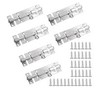 Door Lock, 304 Stainless Steel Bolt Locks, Silver Doorlock Latch Slide Bolts Lock with Screws, Doors Bolt use for Bathroom Gate Shed Garden Toilet (4inch x 6)