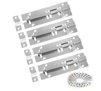 Door Lock, 304 Stainless Steel Bolt Locks, Silver Doorlock Latch Slide Bolts Lock with Screws, Doors Bolt use for Bathroom Gate Shed Garden Toilet (5inch x 4)