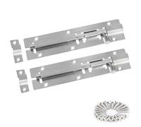 Door Lock, 304 Stainless Steel Bolt Locks, Silver Doorlock Latch Slide Bolts Lock with Screws, Doors Bolt use for Bathroom Gate Shed Garden Toilet (6inch x 2)