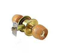 Door Lock Beech Wood Ball Shaped Household Stainless Steel Round Lock Indoor Ball Shaped Universal Bedroom Wooden Handle (Pin Tumbler(Light Yellow))