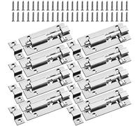 Door Lock Bolt Lock 8Pcs 3 Inch 75mm Door Bolts for Internal Doors Stainless Steel Slide Bolt Durable Gate Latch with Screws for Bathroom Bedroom Toilet Shed Barrel Yard Garage Pet Gates(Silver)