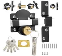 Door Lock Bolts, Double Sided 50mm/2" Long Throw Gate Lock Both Side Lock Door Mortise Deadbolt Locks with Rear Double Locking and Catch Latch Slide Bolt and 5 Keys