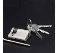 Door Lock Cylinder 45mm, Euro Profile Half Cylinder Brass Lock with 3 Keys Anti Snap Security for Fire Escape Doors