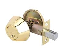 Door Lock Cylinder Home Door Gate Single Cylinder Deadbolt Stainless Steel Dead Bolt Lock Round-Shape Locking Gear Invisible(Style 1)