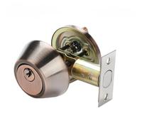 Door Lock Cylinder Home Door Gate Single Cylinder Deadbolt Stainless Steel Dead Bolt Lock Round-Shape Locking Gear Invisible(Style 4)