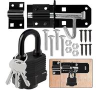 Door Lock Gate Bolt＆Door Latch Hasp,Stainless Steel Sliding Bolt and Heavy Duty Door Lock, Padlock Shed Locks with Burglar Proof Screws for Wooden Gates Garden Gate