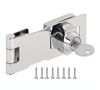 Door Lock Hasp with Key, Door Bolt Latch Buckle with Padlock and Key Chrome Plated Hardware for Locking Shed Doors Garage Door Cabinets Boxes Furniture etc (2.5 Inch)