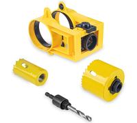 Door Lock Installation Kit, Lock Hole Saw Kit for Wood Doors with Guide Template, 1 inch Hole Saw, 2-1/8 inch Hole Saw, 1/4 inch Drill bit and Jig (A)