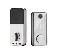 Door Lock Intelligent Electronic Lock Remote Door Opening Tuya APP Door Lock Aluminum Alloy Bluetooth Smart Card Digital Password Lock Keyless Entry Into The Office(Silver)