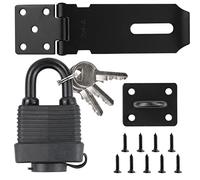 Door Lock with Door Padlock and Screws Heavy Duty and Staple with Padlock Stainless Steel Door Lock for Bedroom Garden Windows Shed Garage Cabinet Black