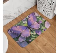 Door Mat 16" X 24" Welcome Mats Dirt Trapper Machine Washable Entrance DoorMat Beautiful Purple Butterfly Art Door Mat Indoor Outdoor DoorMat Overlock Floor Mats for Garage Patio Porch Farmhouse