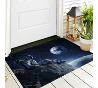 Door Mat 3D Style Blue Mountain Astronaut Decor Door Mat For Indoor,60X90Cm Non-Slip Entrance Rug Machine Washable Soft Doormats Science Fiction Characters For Kitchen Bathroom Bedroom