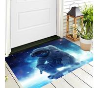 Door Mat 3D Style Blue White Space Astronaut Decor Door Mat For Indoor,90X150Cm Non-Slip Entrance Rug Machine Washable Soft Doormats Science Fiction Characters For Kitchen Bathroom Bedroom
