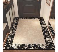 Door Mat 40x60 Beige Black Retro Floral Pattern Doormat Non Slip Low Profile Floor Mat for Kitchen Patio Pets Entrance Rug Dirt Trapping Floor Doormats Inside Washable Door Mats