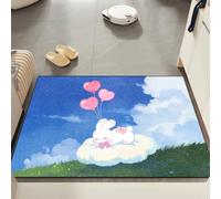 Door Mat 40x60 cm Blue Rabbit Cloud Non Slip Mat Indoor Low Profile Washable for Kitchen Front Door Patio Pets and Dogs Entrance Rug Dirt Trapping Floor Doormats Inside