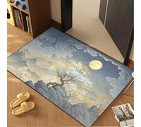 Door Mat 40x60 cm Blue Tree Moon Non Slip Mat Indoor Low Profile Washable for Kitchen Front Door Patio Pets and Dogs Entrance Rug Dirt Trapping Floor Doormats Inside