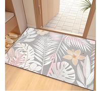 Door Mat 40x60 cm Grey Pink Tropical Non Slip Mat Indoor Low Profile Washable for Kitchen Front Door Patio Pets and Dogs Entrance Rug Dirt Trapping Floor Doormats Inside