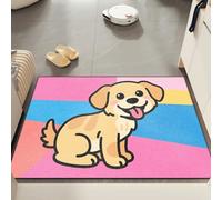 Door Mat 40x60 cm Pink Yellow Dog Doormat Non Slip Low Profile Floor Mat for Kitchen Patio Pets Entrance Rug Dirt Trapping Floor Doormats Inside Washable Door Mats