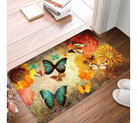 Door Mat 40x60cm Retro Yellow Butterfly Door Mats Indoor Outdoor Doormat Absorbent Non Slip Mat Washable Door Mat Floor Mat Indoor Door Mat for Entryway Patio Pets