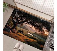 Door Mat 45 X 75 Cm,Non-Slip Door Mats Indoor, Machine Washable Entrance Rug, Sunset View Soft Inside Floor Mat For Front Back Doors,Golden Yellow,Sunlight Filtering Through Leaves Dappling The Grass