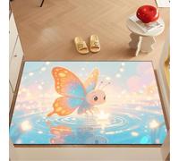 Door Mat 50x80 cm Cute Orange Butterfly Non Slip Mat Indoor Low Profile Washable for Kitchen Front Door Patio Pets and Dogs Entrance Rug Dirt Trapping Floor Doormats Inside