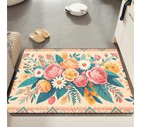 Door Mat 50x80 cm Orange Flower Leaves Non Slip Mat Indoor Low Profile Washable for Kitchen Front Door Patio Pets and Dogs Entrance Rug Dirt Trapping Floor Doormats Inside