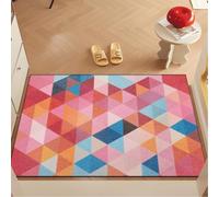 Door Mat 50x80 cm Red Pink Geometry Non Slip Mat Indoor Low Profile Washable for Kitchen Front Door Patio Pets and Dogs Entrance Rug Dirt Trapping Floor Doormats Inside