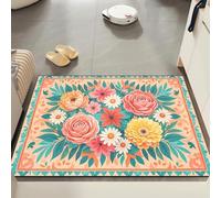 Door Mat 50x80 cm Yellow Orange Flower Non Slip Mat Indoor Low Profile Washable for Kitchen Front Door Patio Pets and Dogs Entrance Rug Dirt Trapping Floor Doormats Inside