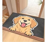 Door Mat 60x90 cm Grey Yellow Dog Doormat Non Slip Low Profile Floor Mat for Kitchen Patio Pets Entrance Rug Dirt Trapping Floor Doormats Inside Washable Door Mats