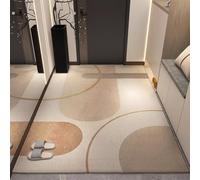 Door Mat 90x150 Beige Semi-Circular Lines Doormat Non Slip Low Profile Floor Mat for Kitchen Patio Pets Entrance Rug Dirt Trapping Floor Doormats Inside Washable Door Mats