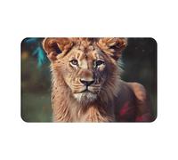 Door Mat Absorbent Non-Slip Welcome Mat All-Weather Heavy Duty Floor Mats Art Lion Front Doormat Low Profile Porch Entrance Mats Kitchen Rugs for Entryway Bath 20" x 31.5"