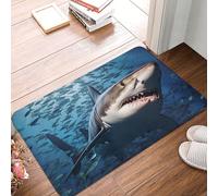 Door Mat Absorbent Non-Slip Welcome Mats Washable Kitchen Rugs for Entryway Front Door Mat A shark swims in the sea Doormat Outdoor Indoor Entrance Doormat for Bedroom Kitchen Porch 40x60 cm