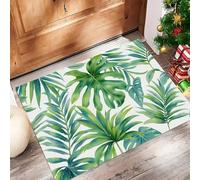 Door Mat Absorbent Non-Slip Welcome Mats Washable Kitchen Rugs For Entryway Front Door Mat Fresh Palm Leaves Jungle Watercolor Doormat Outdoor Indoor Entrance Doormat For Bedroom Porch 60X90Cm
