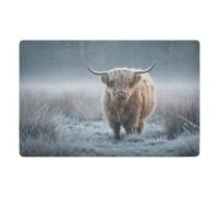 Door Mat, Adorable Highland Cow Picture Anti-Slip Shoe Mat, Outdoor Entrance Front Doormat, Easy to Clean- Entryway Rug, for Garden Home Patio Porch 32x20 In