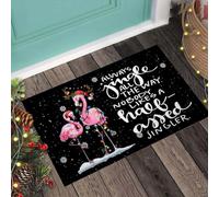 Door Mat Always Jingle All The Way Flamingo Doormat