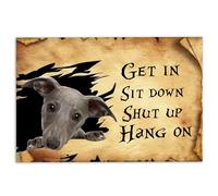 Door Mat animal pet lover grey whippet dog get in sit down brown vintage Welcome Non-Slip Mats Funny Doormat Bathroom Kitchen Front Porch Rugs Entrance 16 * 24in/40 * 60cm