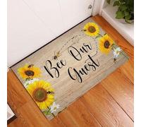 Door Mat Bee Our Guest Sunflower and Daisy Insect Welcome Non-Slip Mats Funny Doormat Decor for Bathroom Kitchen Front Porch Rugs Home Decor Entrance Absorbent Non Slip Floor Mat 36X24 Inch
