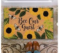 Door Mat Bee Our Guest Sunflower Welcome Non-Slip Mats Funny Doormat Decor for Bathroom Kitchen Front Porch Rugs Home Decor Entrance,24X16 Inch