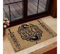 Door Mat Beyond Here There Be Dragons D&D Pattern Print Doormat Welcome Mat House Warming Gift