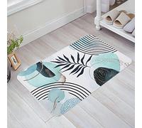 Door Mat Boho Art Abstract Tropical Palm Teal Sun Geometric Illustrations Entrance Rug Absorbent Floor Mat Soft Entrance Matting For Living Room Indoor Outdoor 40X60CM